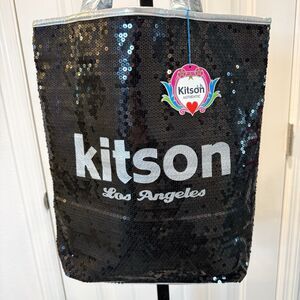 Kitson LA Authentic Black & Silver Sequin Tote Bag Fashion Shoulder Bag New